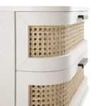 VERA white cane side table with two drawers made from solid Sheesham wood