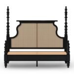 Virasat cane poster bed made from solid mango wood with woven cane headboard