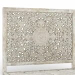 Whitehaven handcrafted white bed in distressed finish made from solid sheesham wood