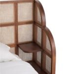 ZenWeave coastal bedroom bed with solid wood frame and woven cane headboard