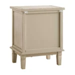 White distressed mango wood bedside table with hand-carved floral drawer