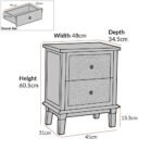 White distressed mango wood bedside table with hand-carved floral drawer