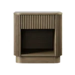 Fluto handcrafted mango wood bedside table with fluted texture and open shelf storage