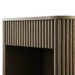 Fluto handcrafted mango wood bedside table with fluted texture and open shelf storage