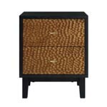 Kreta contemporary mango wood bedside table in matte black finish