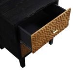 Kreta contemporary mango wood bedside table in matte black finish
