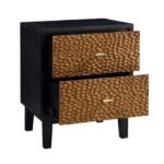 Kreta contemporary mango wood bedside table in matte black finish