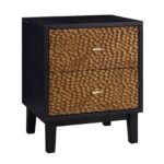 Kreta contemporary mango wood bedside table in matte black finish