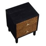Kreta contemporary mango wood bedside table in matte black finish