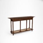 edgeflute solid wood fluted console table with fluted drawers and cane shelf
