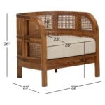 Lunaro rattan accent chair with solid wood frame and handwoven cane panels