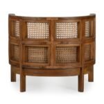 Lunaro rattan accent chair with solid wood frame and handwoven cane panels