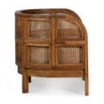 Lunaro rattan accent chair with solid wood frame and handwoven cane panels