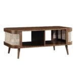 Aurex cane coffee table in Sheesham wood with open storage