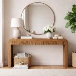 SoftEdge handcrafted sheesham wood console table with rounded edges