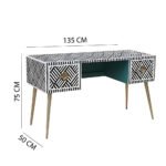 Black white bone inlay study table in luxury home office interior