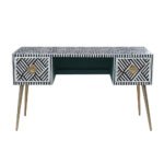 Black white bone inlay study table in luxury home office interior