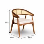 Restaurant cane armchair in solid sheesham wood with cane back