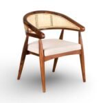 Restaurant cane armchair in solid sheesham wood with cane back