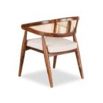 Restaurant cane armchair in solid sheesham wood with cane back