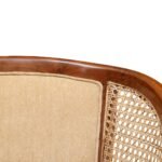 Sheesham wood cane armchair with cushioned seat for restaurant use