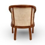 Sheesham wood cane armchair with cushioned seat for restaurant use
