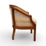 Sheesham wood cane armchair with cushioned seat for restaurant use
