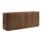 Mango wood console table with fluted design and storage