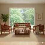 handcarved wooden sofa set in solid sheesham wood