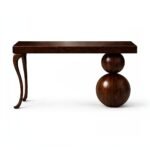 Solidra designer wooden console table in solid wood with sculptural base