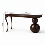 Solidra designer wooden console table in solid wood with sculptural base