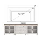 Morvix handcarved wooden TV console in solid mango wood with rustic white finish