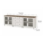 Morvix handcarved wooden TV console in solid mango wood with rustic white finish