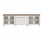 Morvix handcarved wooden TV console in solid mango wood with rustic white finish