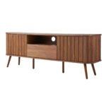 Tivaro Sheesham wood TV cabinet handcrafted solid wood modern TV unit with storage and fluted design.