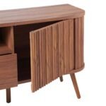 Tivaro Sheesham wood TV cabinet handcrafted solid wood modern TV unit with storage and fluted design.