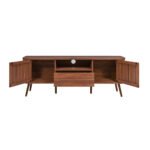 Tivaro Sheesham wood TV cabinet handcrafted solid wood modern TV unit with storage and fluted design.
