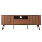Tivaro Sheesham wood TV cabinet handcrafted solid wood modern TV unit with storage and fluted design.