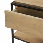 Auremont | Solid Oak Wood Console Table with 2 Drawers, Open Shelf & Metal Frame in Natural Finish – Wooden Slice - Image 5