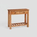Solmere | Solid Sheesham Wood Console Table with 2 Drawers & Slatted Lower Shelf in Natural Matt Finish – Wooden Slice - Image 4