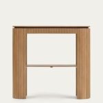 Virello | Solid Oak Wood Console Table with Fluted Curved Legs & Open Shelf in Natural Finish – Wooden Slice - Image 2