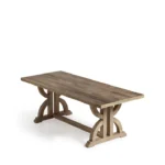 Vespera Solid Mango Wood Double Arch Trestle 6 Seater Dining Table in Natural Finish – Wooden Slice - Image 4