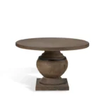 Solano | Solid Sheesham Wood Round 4 Seater Dining Table with Baluster Pedestal Base in Antique Walnut Brown Finish – Wooden Slice - Image 2