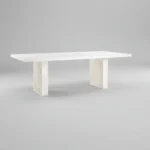 Chalkridge | Solid Mango Wood 6 Seater Dining Table with Chevron Panel Legs in Whitewashed Finish – Wooden Slice - Image 2
