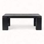 Obsidian Vale | Solid Wood 6 Seater Dining Table with Chunky Block Legs in Black Finish – Wooden Slice - Image 2