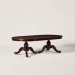 Oradea | Solid Wood 6 Seater Dining Table with Curved Double Pedestal Legs in Dark Brown Finish – Wooden Slice - Image 2