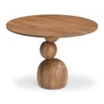 Orbelle | Solid Wood Round Dining Table with Stacked Sphere Pedestal in Natural Finish – Wooden Slice - Image 2