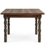 Tavernelle | Solid Wood Square Dining Table with Traditional Turned Legs in Rustic Brown Finish – Wooden Slice - Image 2