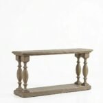 Varenzo | Solid Sheesham Wood Console Table with Turned Pillar Legs in Rustic Brown Finish – Wooden Slice - Image 4