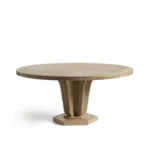 Dovren Round Solid Wood Dining Table | 55-Inch Burnt Oak Finish Statement Table – Wooden Slice - Image 2